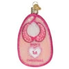 Pink Baby Bib Glass Ornament - 10cm